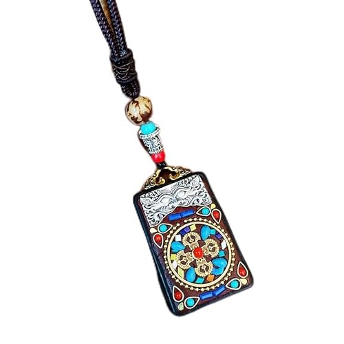 SDGBCXD Thangka Anhänger ， Nepal Thangka Anhänger Männliche Grüne Mutter Manjusri Ebenholz Buddha Retro Halskette Wolle Kette Anhänger Weibliche Amulett Patron Glück(Nepal Divine Octopu) von SDGBCXD