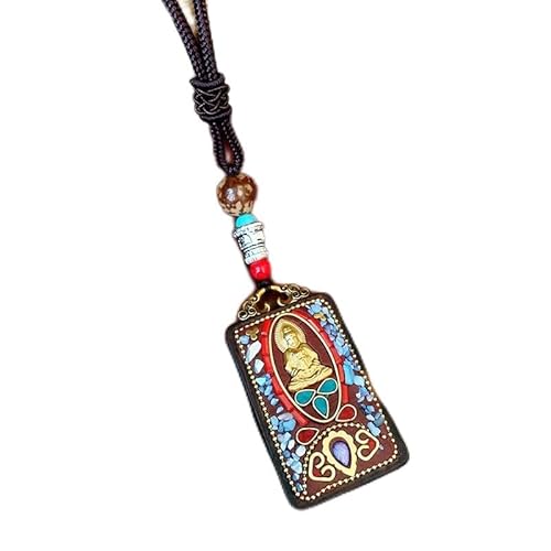 SDGBCXD Thangka Anhänger ， Nepal Thangka Anhänger Männliche Grüne Mutter Manjusri Ebenholz Buddha Retro Halskette Wolle Kette Anhänger Weibliche Amulett Patron Glück(Nepal Guanyin) von SDGBCXD