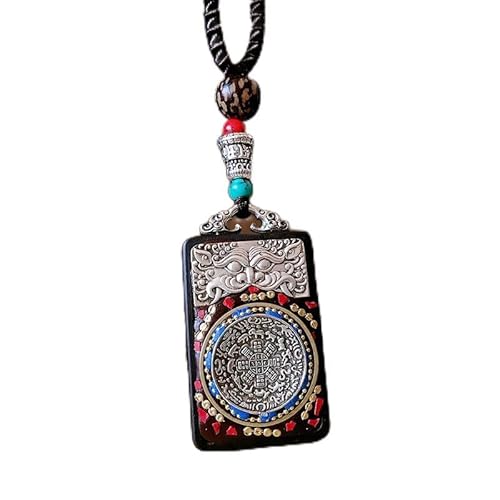 SDGBCXD Thangka Anhänger ， Nepal Thangka Anhänger Männliche Grüne Mutter Manjusri Ebenholz Buddha Retro Halskette Wolle Kette Anhänger Weibliche Amulett Patron Glück(Nepal Red Beast Nine) von SDGBCXD