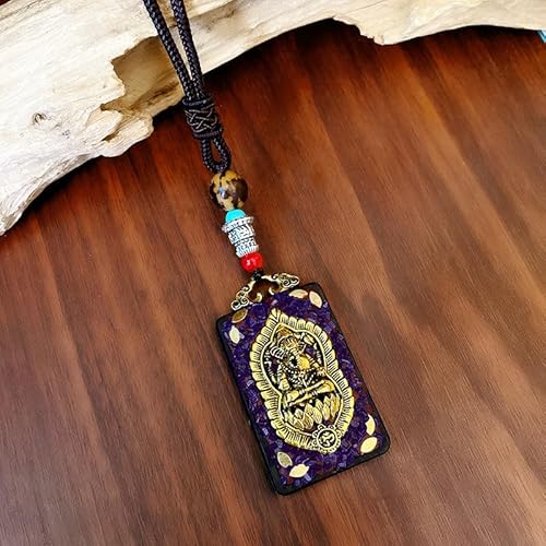 SDGBCXD Thangka Anhänger ， Nepal Thangka Anhänger Männliche Grüne Mutter Manjusri Ebenholz Buddha Retro Halskette Wolle Kette Anhänger Weibliche Amulett Patron Glück(Nepalese Blue Card B) von SDGBCXD