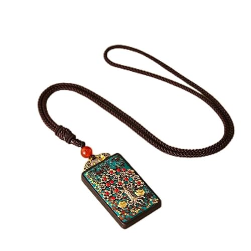 SDGBCXD Thangka Anhänger ， Nepal Thangka Anhänger Männliche Grüne Mutter Manjusri Ebenholz Buddha Retro Halskette Wolle Kette Anhänger Weibliche Amulett Patron Glück(Nepalese Blue Wealth) von SDGBCXD