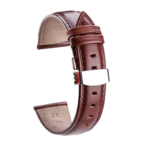 SDGBCXD Uhrenarmband, 18/19/20/21/22/24mm Glattes Echtleder-Uhrenarmband Herren Damen Einfaches Uhrenarmband Hautfreundlich Weich(Bruin) von SDGBCXD