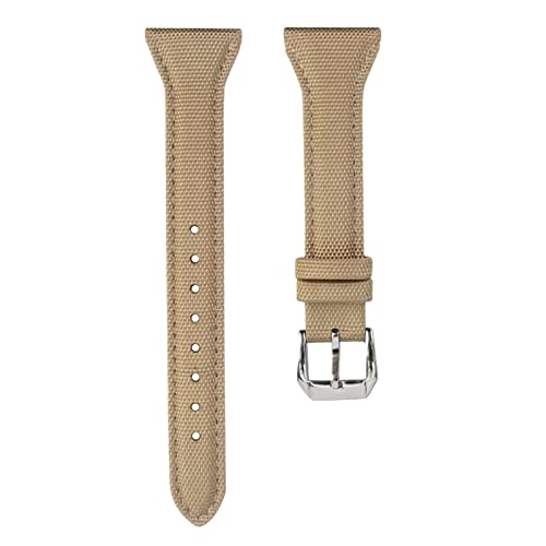 SDGBCXD Uhrenarmband, 22 mm Nylon-Echtleder-Spleißen-Canvas-Armband for Herren, Sport-Uhrenarmband, Ersatzarmband for analoge Uhren(Khaki Silvery Clasp) von SDGBCXD