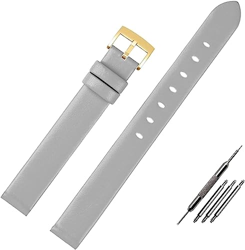 SDGBCXD Uhrenarmband, Leat Weiches Lederarmband Damen Dünnes Lederarmband 12mm Uhrenarmband Damenuhr Zubehör(Gray G) von SDGBCXD