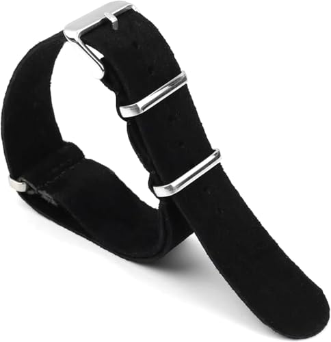 SDGBCXD Uhrenarmband, Weiches Wildleder-Armband 18 mm 20 mm 22 mm 24 mm Nato-Uhrenarmband Herrenuhr-Accessoeies(Black,18mm) von SDGBCXD