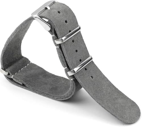SDGBCXD Uhrenarmband, Weiches Wildleder-Armband 18 mm 20 mm 22 mm 24 mm Nato-Uhrenarmband Herrenuhr-Accessoeies(Grey,24mm) von SDGBCXD