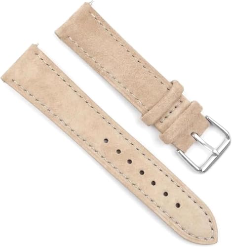 SDGBCXD Uhrenarmband, Wildleder-Armband 16 mm 17 mm 18 mm 19 mm 20 mm 22 mm Handgefertigtes Näh-Schnellverschluss-Uhrenarmband(Beige,22mm) von SDGBCXD