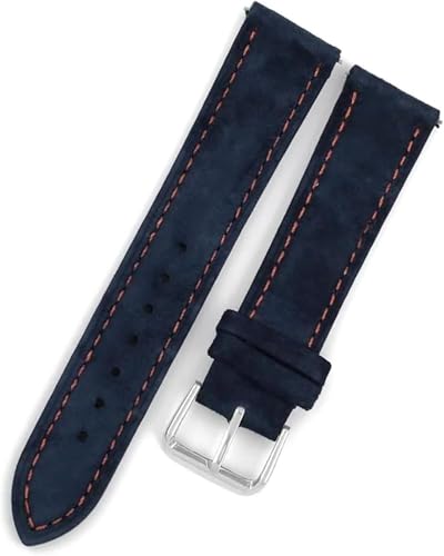 SDGBCXD Uhrenarmband, Wildleder-Armband 16 mm 17 mm 18 mm 19 mm 20 mm 22 mm Handgefertigtes Näh-Schnellverschluss-Uhrenarmband(Blue Orange Line,20mm) von SDGBCXD