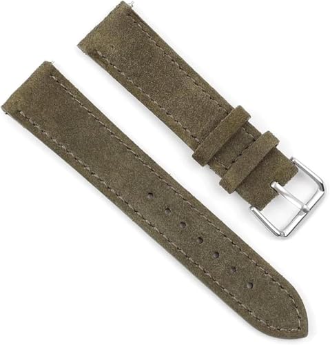 SDGBCXD Uhrenarmband, Wildleder-Armband 16 mm 17 mm 18 mm 19 mm 20 mm 22 mm Handgefertigtes Näh-Schnellverschluss-Uhrenarmband(Green,18mm) von SDGBCXD