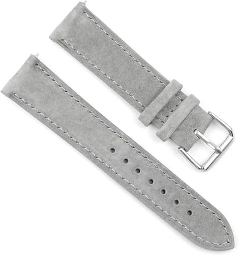 SDGBCXD Uhrenarmband, Wildleder-Armband 16 mm 17 mm 18 mm 19 mm 20 mm 22 mm Handgefertigtes Näh-Schnellverschluss-Uhrenarmband(Grey,24mm) von SDGBCXD
