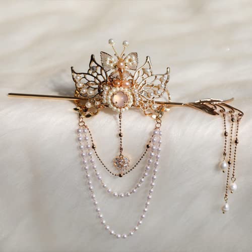 Vintage Haarstab,Haarstab,Chinesische Hanfu Haarschmuck for Frauen Vintage Perlen Hochzeit Haarnadeln Braut Haarstäbe Retro Braut Kopfbedeckung von SDGBCXD