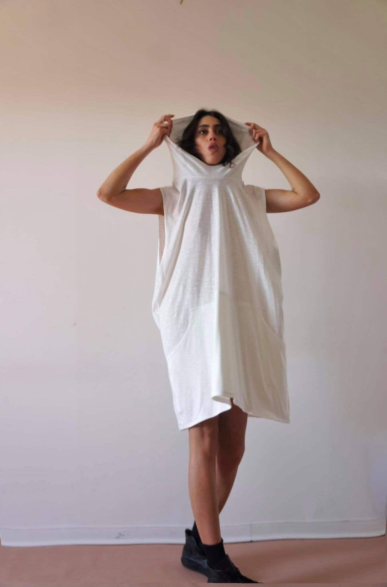 Maxi-Top Mit Kapuze Und Tasche, Ärmelloses Unisex-T-Shirt in Übergröße, Maxikleid Aus Baumwolle, T-Shirt Für Herren, Kleid Breiter Damen Maxi-Top Mit Kapuze Und Tasche, Ärmelloses Unisex-T-Shirt in Übergröße, Maxikleid Aus Baumwolle, T-Shirt Für Herren, Kleid Breiter Damen von SDGEastLondon