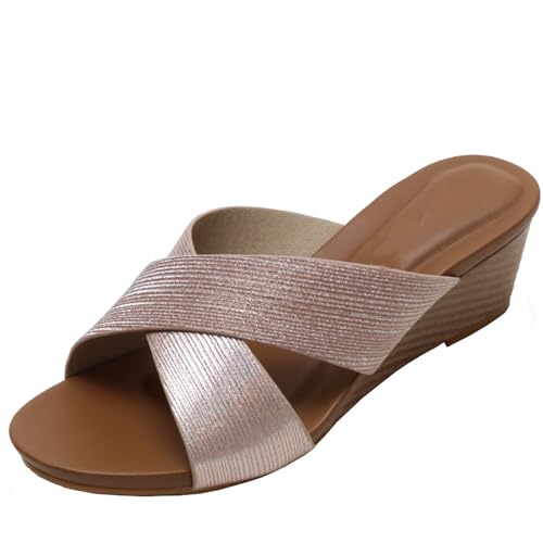 SDGHH-8MMDM Sandalen Damen Sommer Elegant Sandaletten Casual Keilsandalette Cross Strap Peep Toe Wedge Hausschuhe Peeptoe Hausschuhe Orthopädische Sandalen Leichte Walking,Multi colored,43 von SDGHH-8MMDM