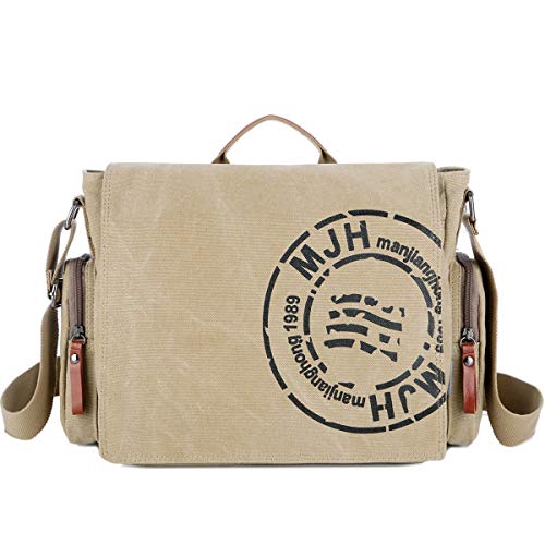 SDINAZ Leinwand Messenger Bag Umhängetasche Tasche Schultertasche Unisex Segeltuch Tasche Arbeiten Tasche für Männer und Frauen, Herren/Damen Reise Umhängetasche DE940 Kaki von SDINAZ