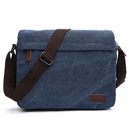 SDINAZ Retro Messenger Bag Umhängetasche Schultertasche 13.3 Zoll Laptoprucksäcke Herren Frauen Tasche Kuriertasche DE965 Blau von SDINAZ