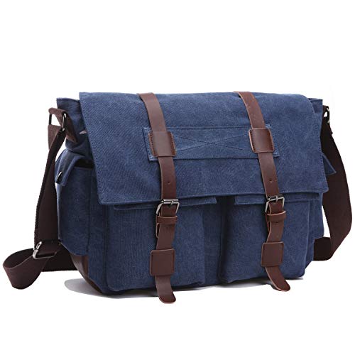 SDINAZ Unisex Umhängetasche/Schultertasche Laptoptasche 16 Zoll für Arbeit Herren Messenger Bag Multifunktions Reise canvas tasche DE967 Blau von SDINAZ