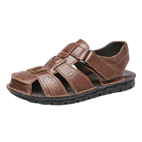 Herren Outdoor Sandalen Herren Sommer Flache rutschfeste Outdoor Männliche Sandalen Wasserwandern Trekkingschuhe Casual Strandschuhe(Brown,40) von SDIUAKBV
