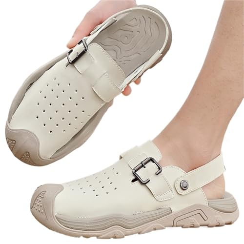 Herren Outdoor Sandalen Sommer Herren Casual Sandalen Outdoor Strand Hausschuhe Erfrischende Atmungsaktive rutschfeste Verschleißfeste(Beige,44) von SDIUAKBV