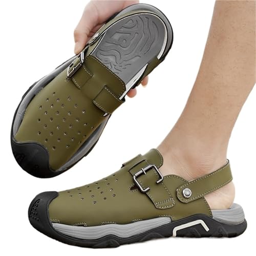 Herren Outdoor Sandalen Sommer Herren Casual Sandalen Outdoor Strand Hausschuhe Erfrischende Atmungsaktive rutschfeste Verschleißfeste(Green,39) von SDIUAKBV