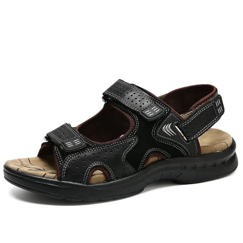 Herren Outdoor Sandalen Sommer Herren Sandalen Trend Dual-Use Freizeit Strand Flache Freizeitschuhe(Black,7) von SDIUAKBV
