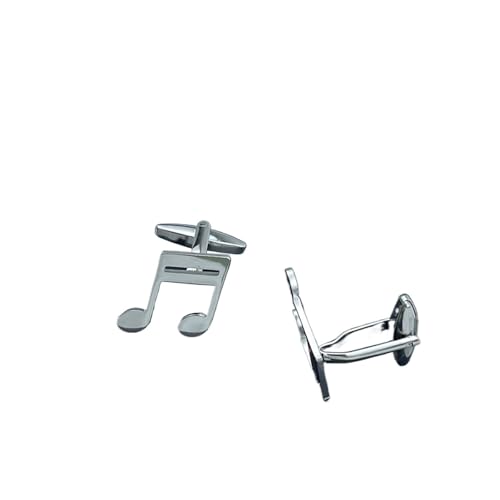 Manschettenknöpfe Edelstahl-Manschettenknöpfe mit Musiksymbol, for Herrenkleidung, Musik-Manschettenknopf, Hochzeit, Souvenirs, Schmuck(Silver) von SDIUAKBV