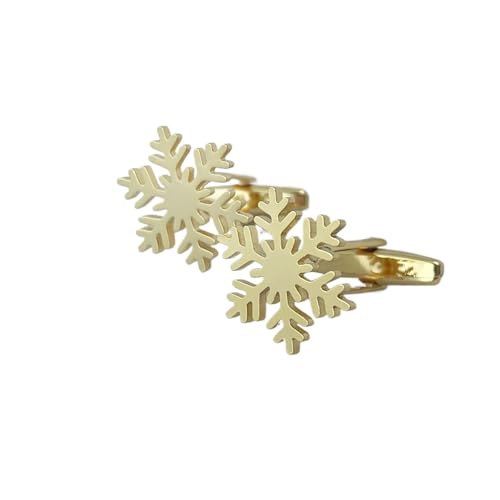 Manschettenknöpfe Herren-Schneeflocken-Manschettenknöpfe aus Edelstahl, hohl, Schneemanschetten, Knopf, Schmuck, Manschettenknöpfe(Gold) von SDIUAKBV