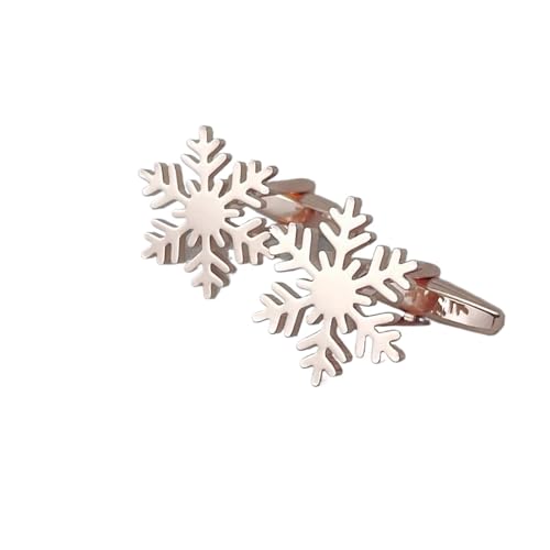 Manschettenknöpfe Herren-Schneeflocken-Manschettenknöpfe aus Edelstahl, hohl, Schneemanschetten, Knopf, Schmuck, Manschettenknöpfe(Rose Gold) von SDIUAKBV