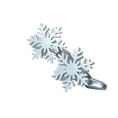 Manschettenknöpfe Herren-Schneeflocken-Manschettenknöpfe aus Edelstahl, hohl, Schneemanschetten, Knopf, Schmuck, Manschettenknöpfe(Silver) von SDIUAKBV