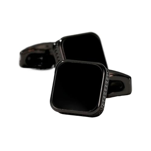 Manschettenknöpfe Quadratische Emaille-Manschettenknöpfe, schlichtes Herren-Business-Dating-Party-Hemd-Zubehör(Black-black) von SDIUAKBV