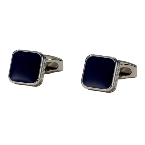 Manschettenknöpfe Quadratische Emaille-Manschettenknöpfe, schlichtes Herren-Business-Dating-Party-Hemd-Zubehör(Blue-White) von SDIUAKBV