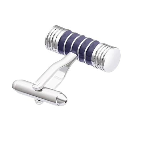 Manschettenknöpfe Zylinder-Manschettenknöpfe mit Messinggewinde, blau-schwarzer Emaille-Ärmelknopf for Herrenhemd, Anzug, Schmuckzubehör(Blue) von SDIUAKBV