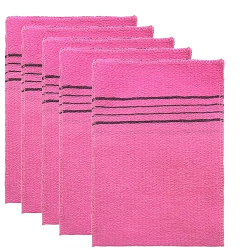 Peelinghandschuh Duschbad-Peelinghandschuh, 5 Stück, Peeling-Körperpeelings, Handtücher, Waschlappen, tragbar for Erwachsene, grobkörnige Bürste(Pink) von SDIUAKBV