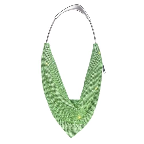 SDIUAKBV Strasssteine Tasche Abendtasche mit Metallgriff, handgefertigt, wunderschöne Clutch und Handtasche mit Strasssteinen, for Hochzeit, Party(Green) von SDIUAKBV