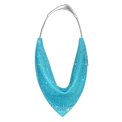 SDIUAKBV Strasssteine Tasche Abendtasche mit Metallgriff, handgefertigt, wunderschöne Clutch und Handtasche mit Strasssteinen, for Hochzeit, Party(Peacock Blue) von SDIUAKBV