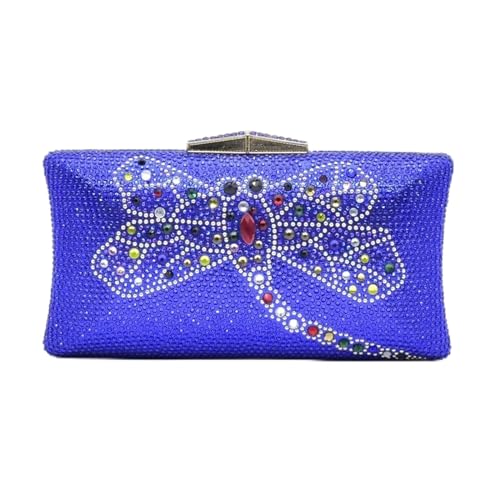 SDIUAKBV Strasssteine Tasche Bowknot Design Damen Abendtasche Wasser Diamant Metallkette Tageskupplung Hochzeit Handtasche Strass Halterung Geldbörse(Blue) von SDIUAKBV