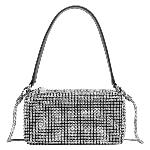 SDIUAKBV Strasssteine Tasche Damen Bling Umhängetasche Strass Diamant Clutch Geldbörse Glitzer Kette Umhängetasche Schultertasche Hobo Handtasche Hochzeit Geldbörse von SDIUAKBV