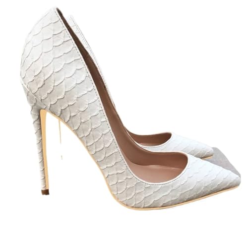 Spitze High Heels Frauen Muster Stiletto High Heels 12cm 10cm 8cm Dame Spitzen Pumps Chic Party Schuhe(10cm White,38) von SDIUAKBV