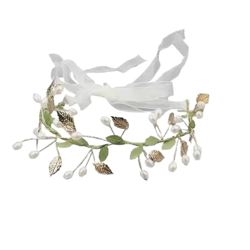 Stirnband mit Kunstperlen Perlenblumenring Haarschmuck Mädchen Stirnbänder Kinder Anziehschmuck Elegantes Feenhaar-Accessoire(Color-01) von SDIUAKBV