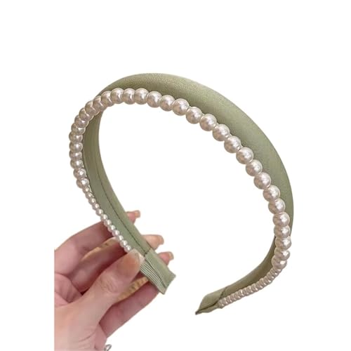 Stirnband mit Kunstperlen Perlenkopfschmuck for Mädchen, doppellagige Haarbänder, for Waschen von Make-up, Haarbänder for Mädchen, Stirnband, Haarschmuck(Green) von SDIUAKBV