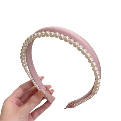 Stirnband mit Kunstperlen Perlenkopfschmuck for Mädchen, doppellagige Haarbänder, for Waschen von Make-up, Haarbänder for Mädchen, Stirnband, Haarschmuck(Pink) von SDIUAKBV