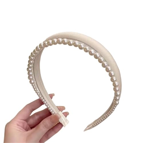 Stirnband mit Kunstperlen Perlenkopfschmuck for Mädchen, doppellagige Haarbänder, for Waschen von Make-up, Haarbänder for Mädchen, Stirnband, Haarschmuck(WHITE) von SDIUAKBV