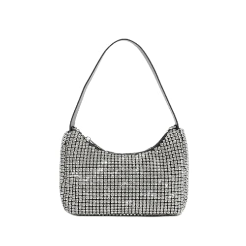 Strasssteine Tasche Mode Strass Hobos Abendtaschen Diamanten Frauen Handtasche Kristall Schulter Umhängetasche Glitter Party Geldbörse(Silver) von SDIUAKBV