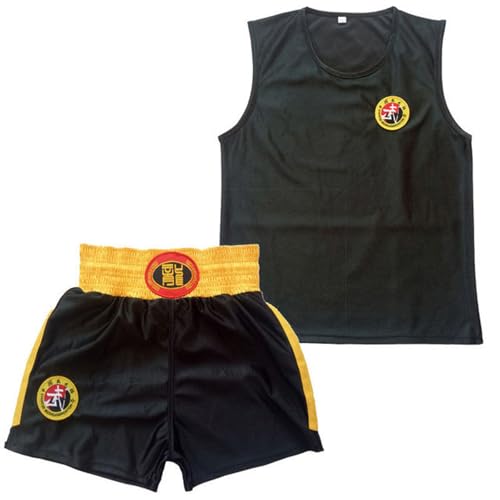 SDKZBFC Ärmelloses Kinder Kampfsport Uniform Set,Boxset für Erwachsene, Atmungsaktive Sparring Performance Trainingsanzüge Ideal für Training und Wettkämpfe Schwarz 150 von SDKZBFC