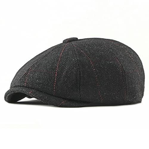 SDKZBFC Klassische Newsboy-Mütze im Vintage-Stil Einstellbare 8 Panel Fischgrätenmütze Tweed Gatsby Hut für Männer Karierten Efeuhut Kappe von SDKZBFC