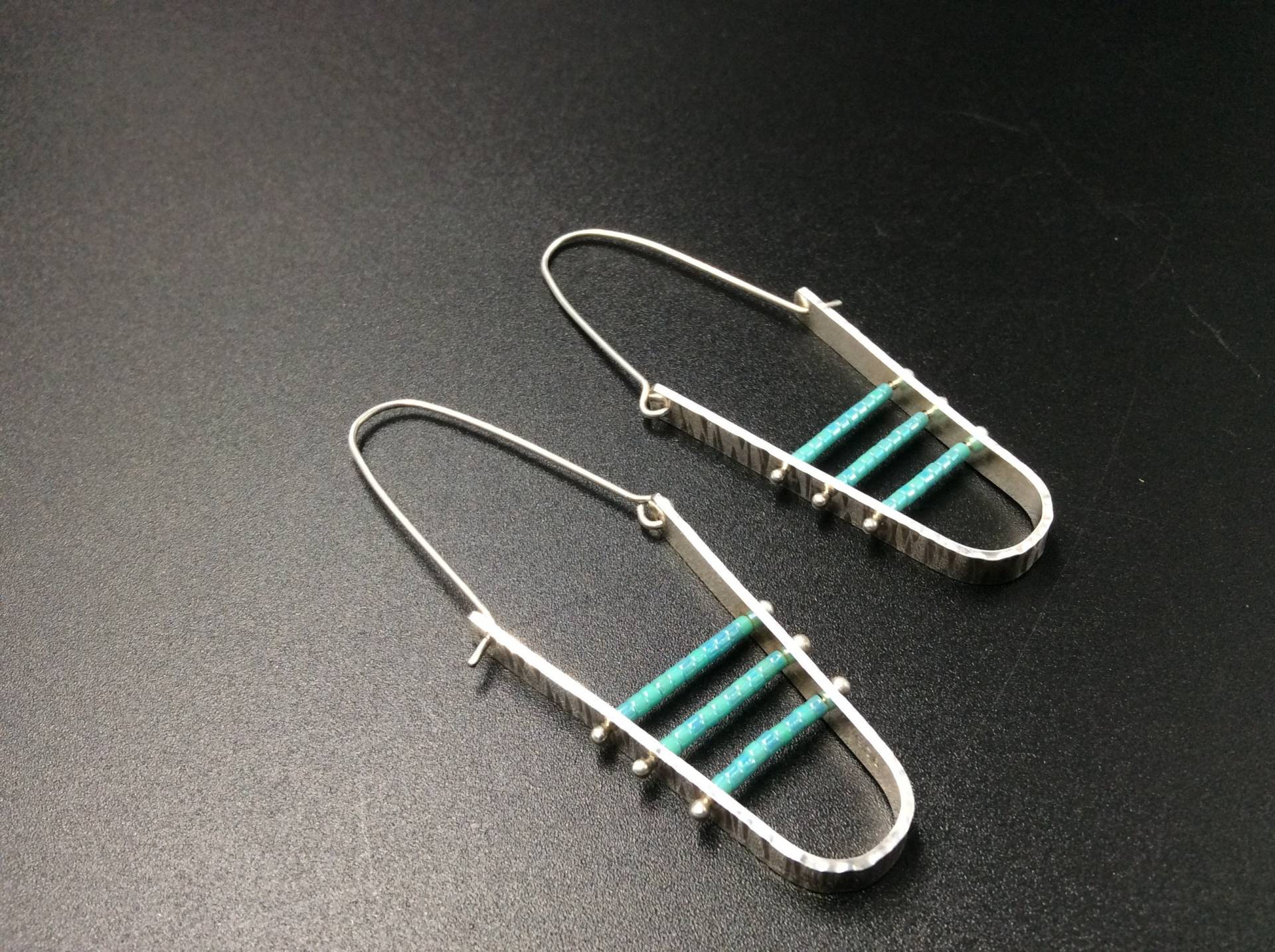Mikroperlen Sterling Silber Lange Ohrringe Mikroperlen Sterling Silber Lange Ohrringe von SDLStudio