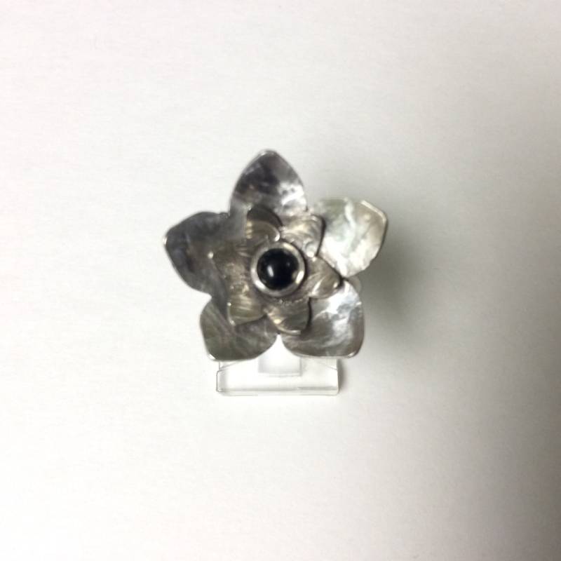 sterling Silber Blumenring Mit Onyx von SDLStudio