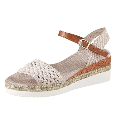 SDNPY Sommer Sandalen Damensandalen Fischmaul-Freizeitschuhe Farblich passende flache Sandalen Retro-Strandschuhe Hohl-Freizeitsandalen Schuhe 38 von SDNPY