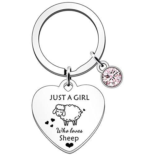 SDOFY Schaf Geschenke Schaf Geschenke für Mädchen Schaf Schlüsselanhänger Schlüsselanhänger Schafliebhaber Geschenk Just a Girl Who Loves Sheep, silber, Einheitsgröße, Schlüsselanhänger von SDOFY