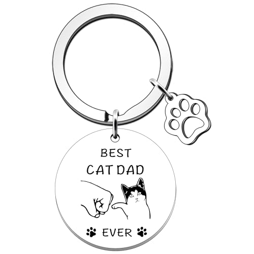 SDOFY Schlüsselanhänger mit Aufschrift "Best Cat Dad Ever", silber, Einheitsgröße von SDOFY