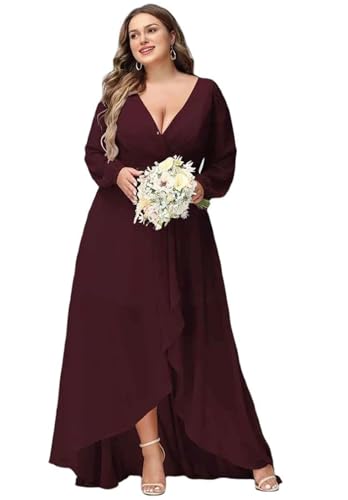 SDPANLLD V-Ausschnitt Chiffon Brautjungfernkleider Plus Größe formelle Kleider für Frauen mit Tasche und Seitenschlitz 2025 von SDPANLLD